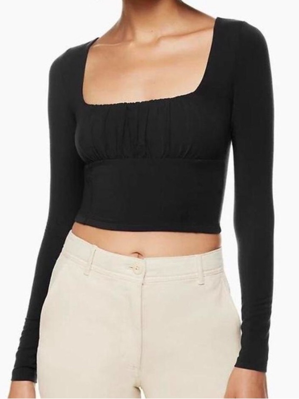 Aritzia Wilfred Free Orbit Long Sleeve Bustier in Black